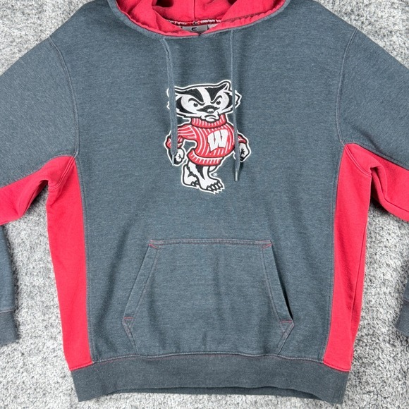 Colosseum Athletics Other - Wisconsin Badgers Hoodie Men's XL Bucky‎ Badger Colosseum NCAA Grey Red Pullover